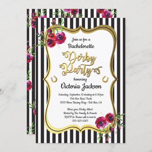 Derby Themed Bachelorette Party Invitations