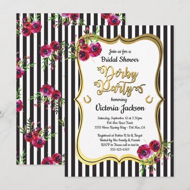 Derby Themed Bridal Shower Invitations (Front/Back)