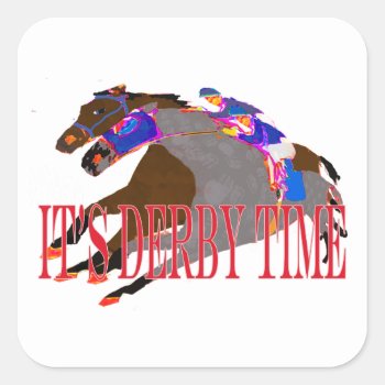 Derby Time 2016 Horse Racing Square Sticker by ginnyl52 at Zazzle
