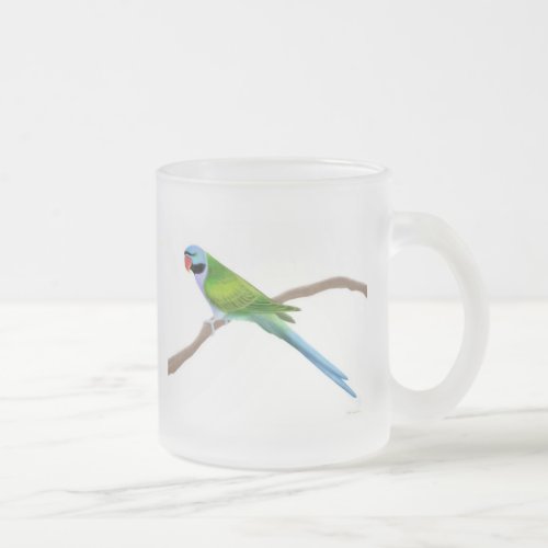 Derbyan Moustache Parakeet Frosted Glass Mug