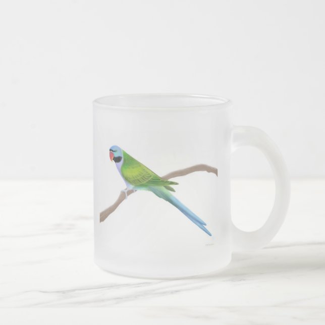 Derbyan Moustache Parakeet Frosted Glass Mug (Right)