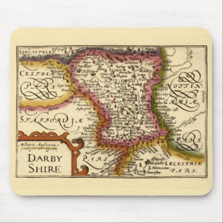 Derbyshire (Darbyshire) County England Antique Map Mouse Pad