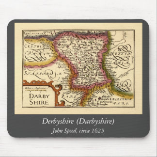 Derbyshire (Darbyshire) County England Antique Map Mouse Pad