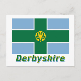 Derbyshire Flag with Name Postcard