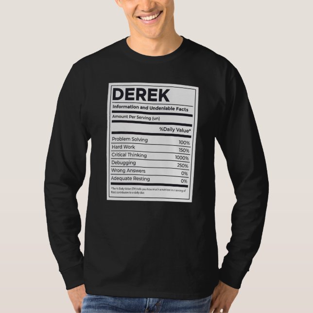 Derek Nutrition Information Problem Solving Hard W T-Shirt (Front)