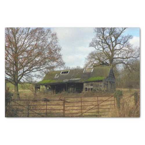 Derelict England Barn with Moss_Covered Roof Tissue Paper