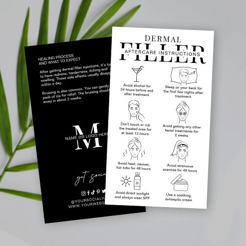 Dermal Filler Aftercare Guide Minimalist Beauty Business Card