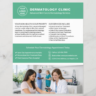 Dermatologist Dermatology Clinic Logo QR Green Flyer