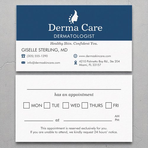 Dermatologist Doctor Office Appointment Reminder Business Card