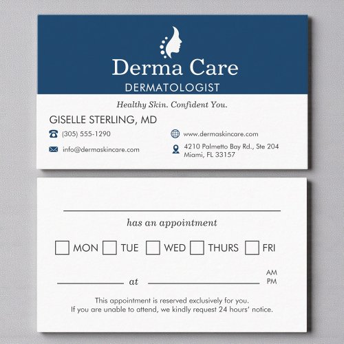 Dermatologist Doctor Office Appointment Reminder Card