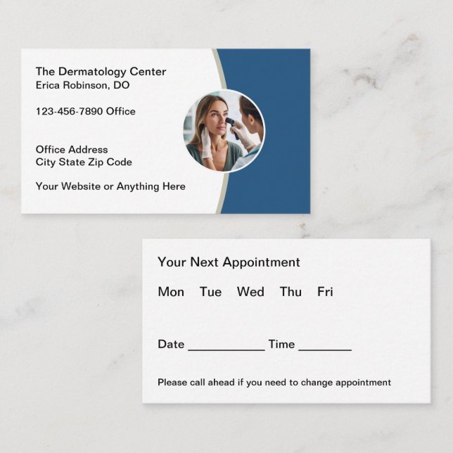 Dermatologist Office Appointment Cards Design (Front/Back)
