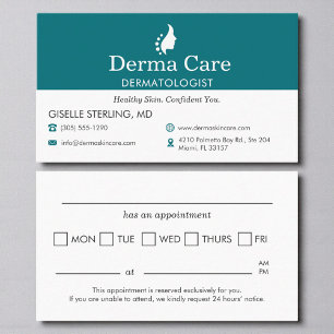 Dermatologist Skin Care Center Appointment Card