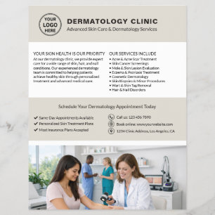 Dermatologist Skin Doctor Logo QR Neutral Beige Flyer