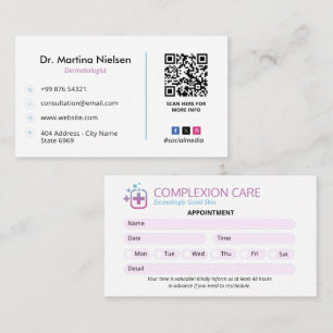 Dermatology Clinic Business Clean Appointment Business Card
