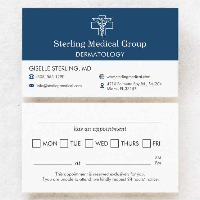 Dermatology Doctor Office Appointment Business Card (Creator Uploaded)