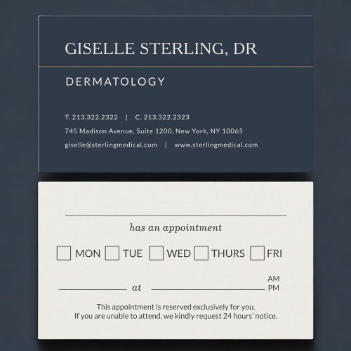 Dermatology Doctor Office Appointment Reminder Card