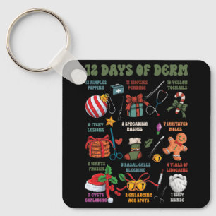 Dermatology Nurse Merry Christmas 12 Days Of Derm Keychain