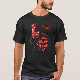 Dermatology Nurse Plaid Leopard Love Heart Messy B T-Shirt