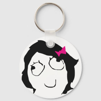 Derpina - black hair, pink ribbon keychain
