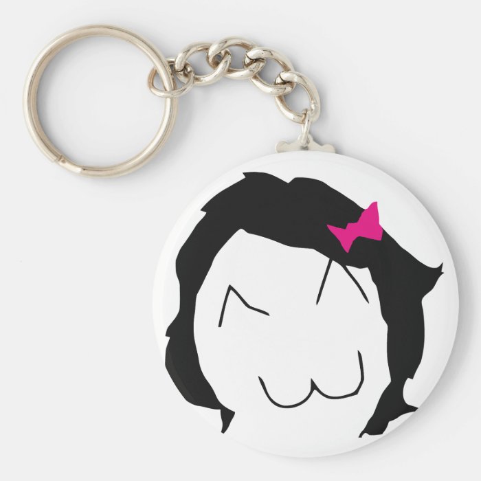 Derpina   black hair, pink ribbon   meme keychains