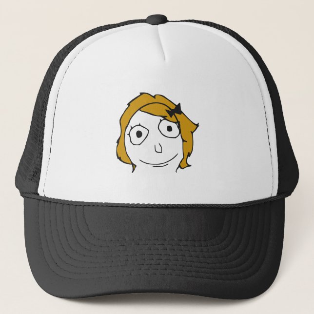 Derpina Blonde Yellow Hair Rage Face Meme Trucker Hat (Front)