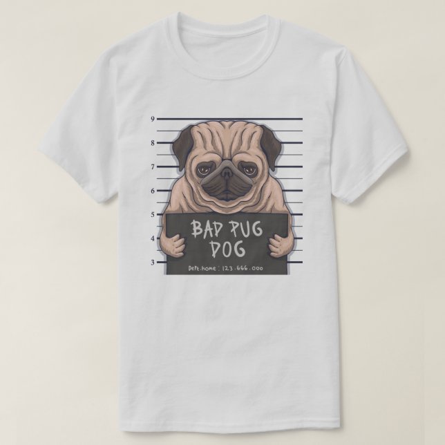 Derpy Bad Pug T-Shirt (Design Front)