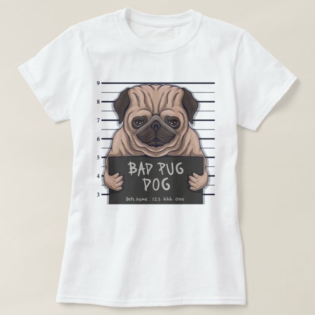 Derpy Bad Pug T-shirt (Design Front)