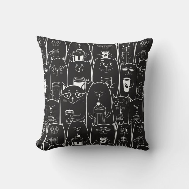 Derpy Cats Throw Pillow (Front)