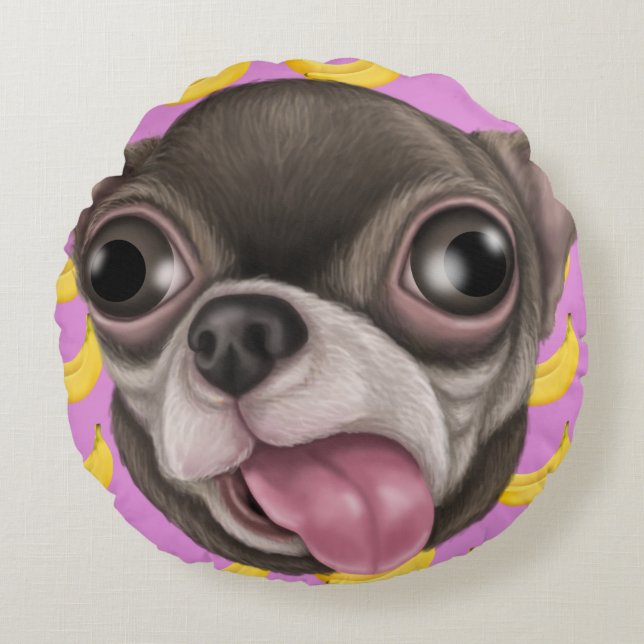 Derpy Chihuahuas Round Pillow (Front)