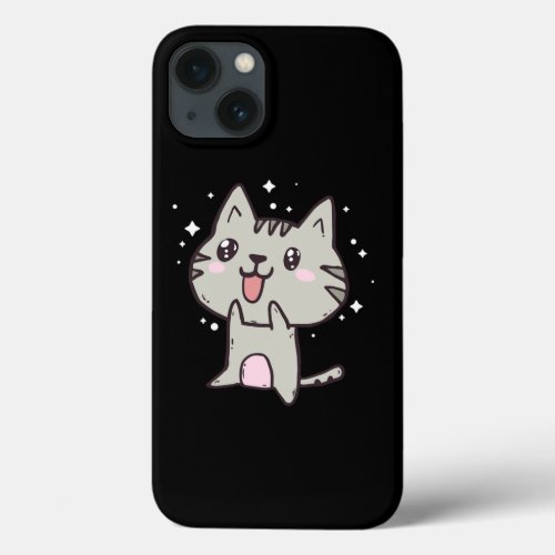 Derpy Kawaii Cat Whimsical Kitten Chibi Anime iPhone 13 Case