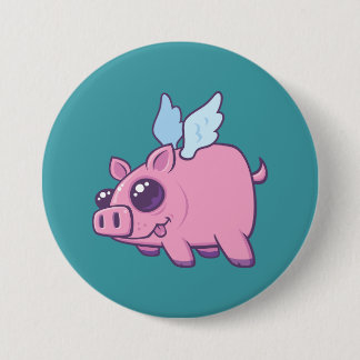 Derpy Kawaii Flying Piggy Cutie Button