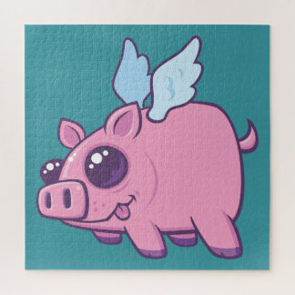 Derpy Kawaii Flying Piggy Cutie Jigsaw Puzzle