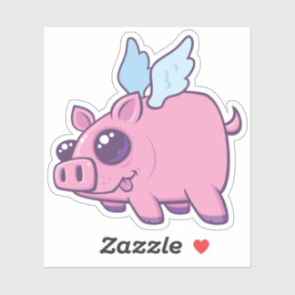Derpy Kawaii Flying Piggy Cutie Sticker