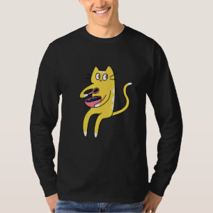 Derpy Kitty Yellow and White Cat Eating Cereal T-Shirt