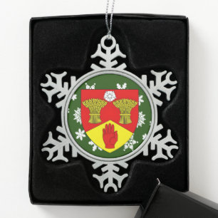 Derry Ireland Crest Irish Snowflake Pewter Christmas Ornament