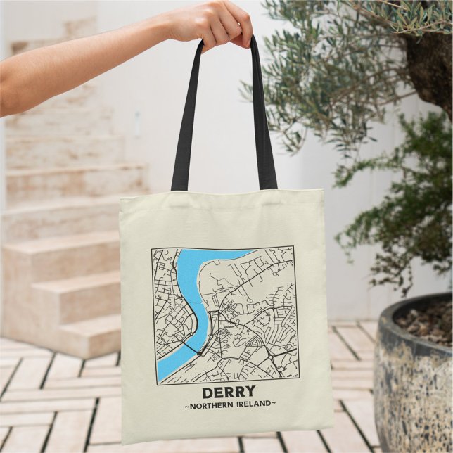 Derry, Northern Ireland City Map Tote Bag (Creator Uploaded)