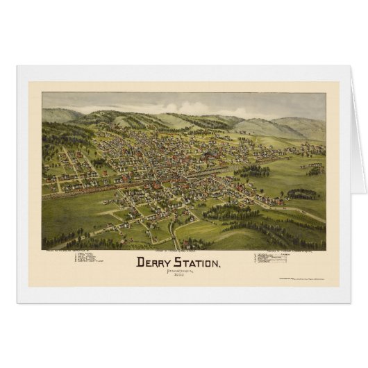 Derry Station, PA Panoramic Map - 1900 Cards (Front Horizontal)