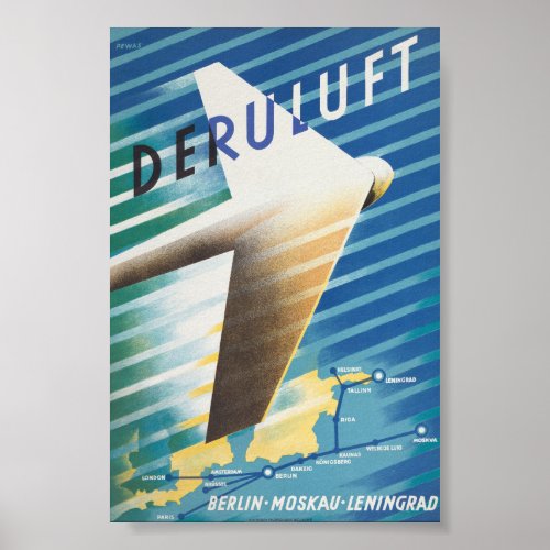 Deruluft Germany Vintage Poster 1934