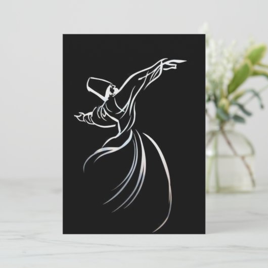 Dervish Line Drawing Calligrapy Style In White (Standing Front)