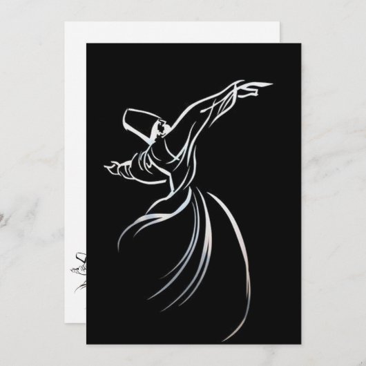 Dervish Line Drawing Calligrapy Style In White (Front/Back)