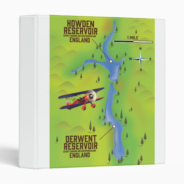 Derwent & Howden Reservoirs map poster 3 Ring Binder (Front/Spine)