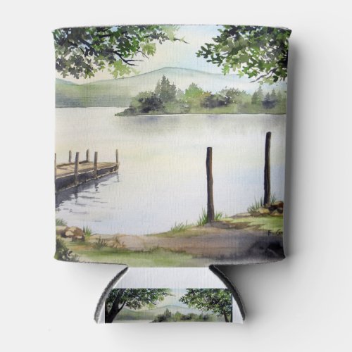 Derwent Water Keswick England Watercolor Painting Can Cooler