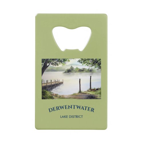 Derwent Water Keswick England Watercolor Painting Credit Card Bottle Opener
