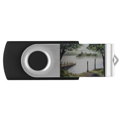 Derwent Water Keswick England Watercolor Painting Flash Drive