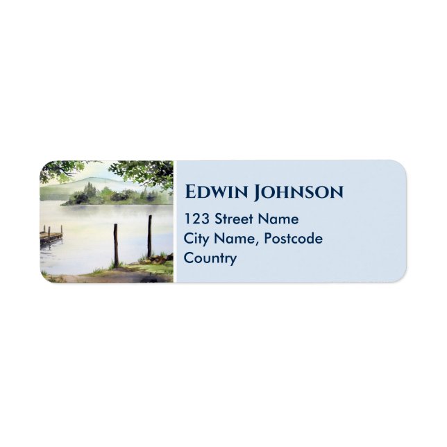 Derwent Water Keswick England Watercolor Painting Label (Front)