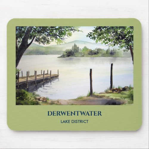 Derwent Water Keswick England Watercolor Painting Mouse Pad