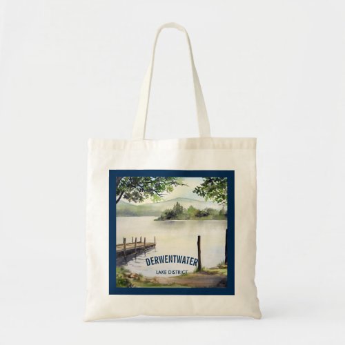 Derwent Water Keswick England Watercolor Painting Tote Bag