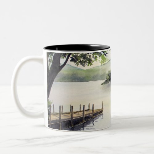 Derwent Water Keswick England Watercolor Painting Two_Tone Coffee Mug