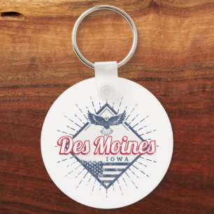 Des Moines City Iowa United States Vintage USA Keychain