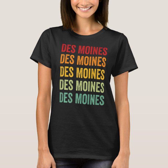 Des Moines County Iowa Rainbow Text T-Shirt (Front)